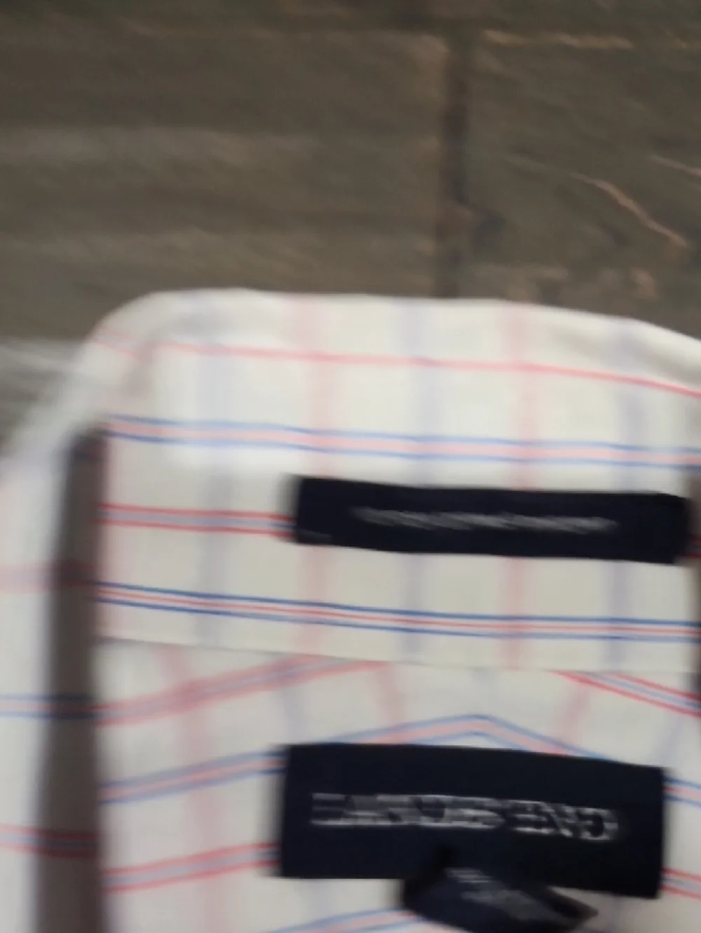 Lands' End Men's Pink and Blue Windowpane Dress Shirt